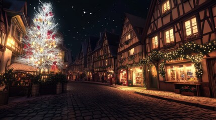 Fototapeta premium The Magical Christmas Town Scene
