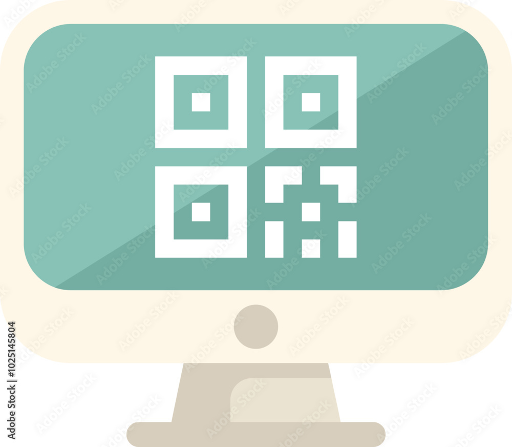 Poster desktop computer displaying a qr code, suggesting quick and easy online access for information or se