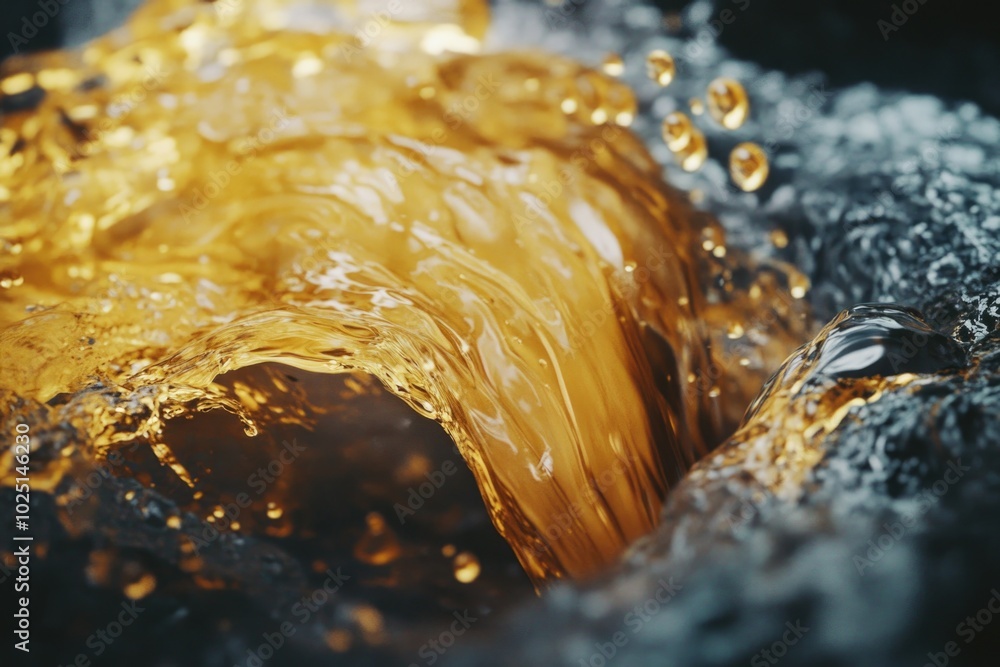Poster close-up view of a wave crashing against the surface of the ocean