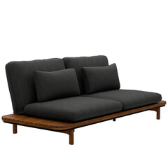 3d render black sofa couch home decor with transparent background