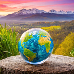 Globe symbol of environmental and preserve earth