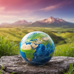 Globe symbol of environmental and preserve earth