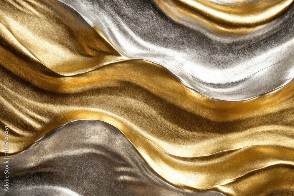 Poster a detailed view of a textured gold and silver surface, suitable for use in design projects, packagin