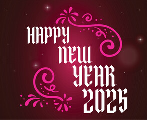 2025 Happy New Year Design Pink Glitter Elegant Abstract Logo Symbol Vector Illustration