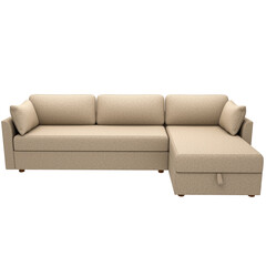3d render beige sofa couch home decor with transparent background