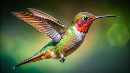 Fototapeta premium Elegant Line Drawing of a Hummingbird in Flight Capturing the Essence of Nature's Beauty