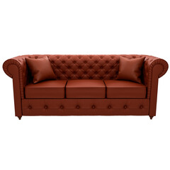 Fototapeta premium 3d render brown leather sofa couch home decor with transparent background