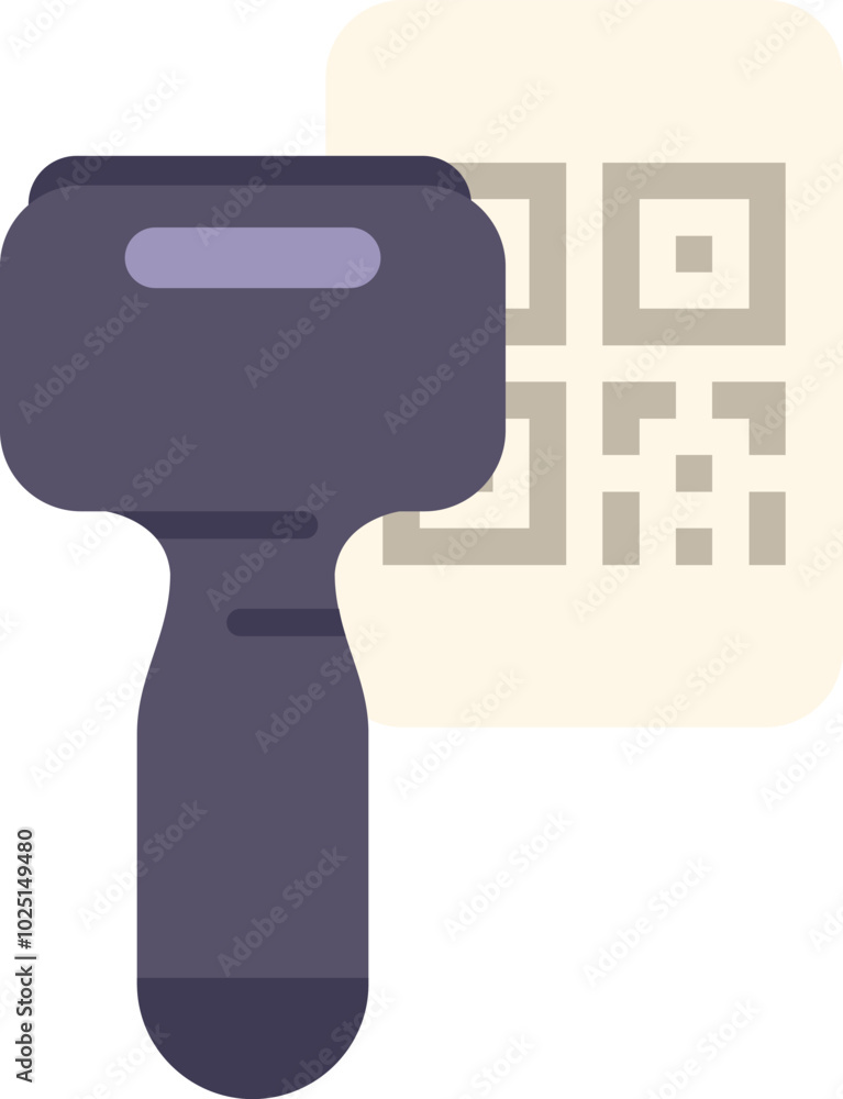 Poster this vector illustration shows a barcode scanner reading a qr code, emphasizing modern inventory and