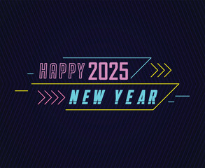 2025 Happy New Year Design Neon Elegant Abstract Logo Symbol Vector Illustration