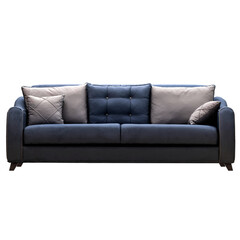 3d render blue sofa couch home decor with transparent background