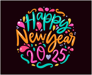 Happy New Year 2025 Design Colorful Elegant Abstract Logo Symbol Vector Illustration
