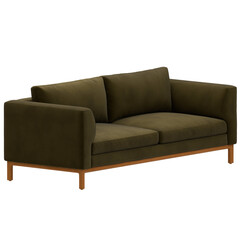 3d render green sofa home decor with transparent background