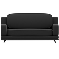 3d render black sofa home decor with transparent background