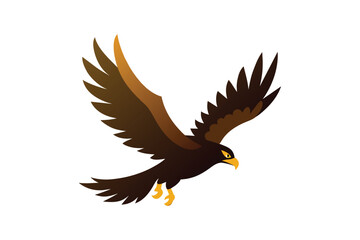  Flying eagle bird vector art illustration.