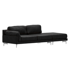 3d render black sofa home decor with transparent background