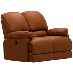 3d render brown leather sofa home decor with transparent background