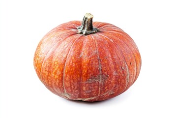 Obraz premium A small orange pumpkin sits on a white surface, perfect for fall decorations or a rustic-themed event