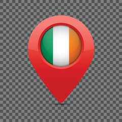 Flag of Ireland. Irish flag. Irish location marked on the map. Vector illustration.	
