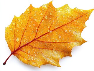 A yellow tulip poplar leaf with a broad base and prominent lobes, isolated on white background 