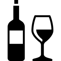 red wine glass and bottle is a beverage for celebration solid or glyph icon