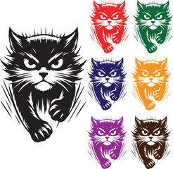 Angry cat attack or jumping clip art design.