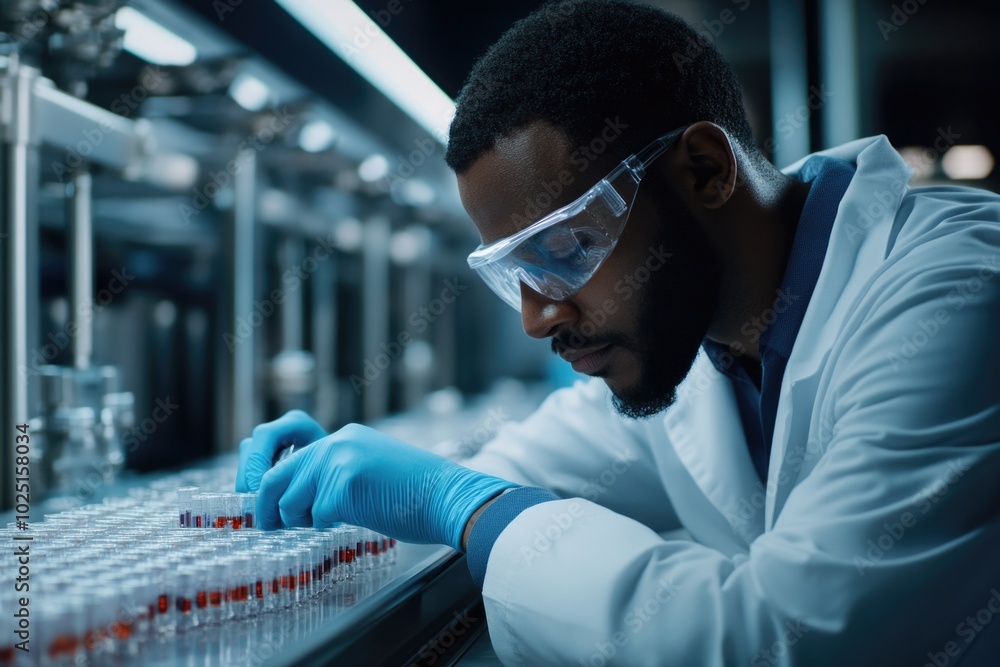 Aufkleber A scientist conducting an experiment with a test tube, giving instructions on laboratory procedures