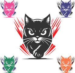 Angry cat attack or jumping clip art design.