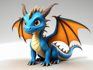Fototapeta premium 3D Illustration Art, Closeup Shot of An Adorable Dragon, Isolated over a Background