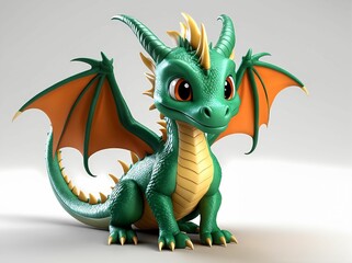 Fototapeta premium 3D Illustration Art, Closeup Shot of An Adorable Dragon, Isolated over a Background
