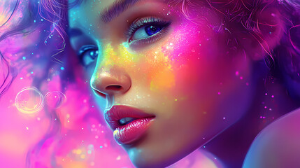 Obraz premium Digital art supplies with vibrant designs, innovative and artistic, digital, bright hues, photograph, creative tools. Airbrush Art. Illustration