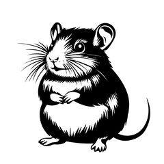 Chubby Hamster Standing, Vector Art
