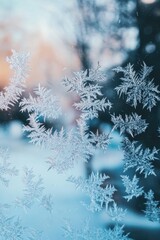 Obraz premium A detailed view of a snowy window frame, perfect for winter-themed designs or scenes