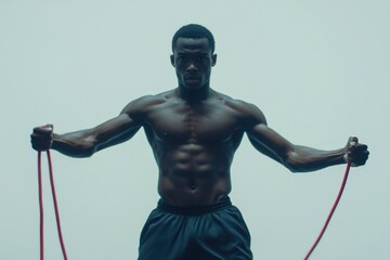 A person holding a jump rope, suitable for fitness or recreation scenes