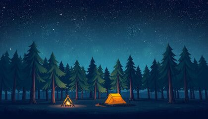 Night photos of trees and camping under it isolated with white highlights, png