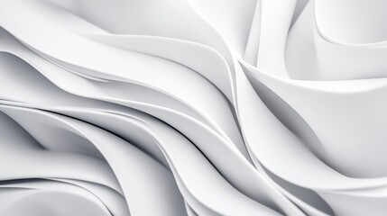 Abstract white geometric background with flowing lines, symbolizing movement, fluidity, modern design, and sophistication.