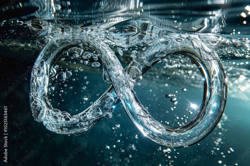 Aufkleber a clear glass object is floating in the water, creating a unique