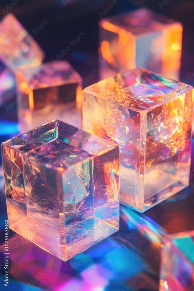 Sticker A cluster of ice cubes resting on a flat surface