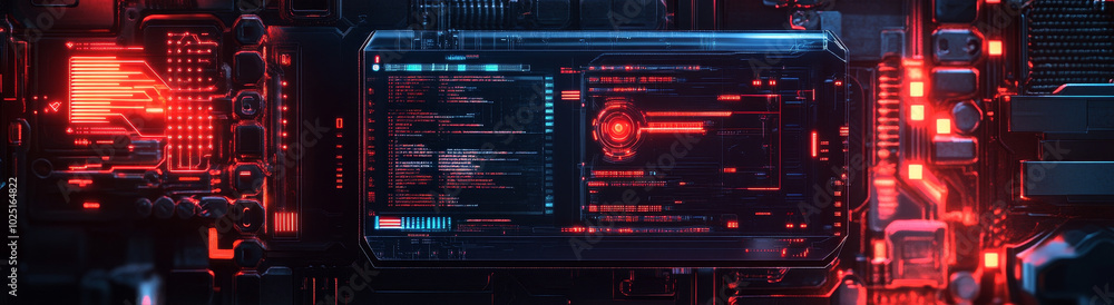Poster x-ray of a digital security system: unveiling the inner workings - this image depicts a futuristic s