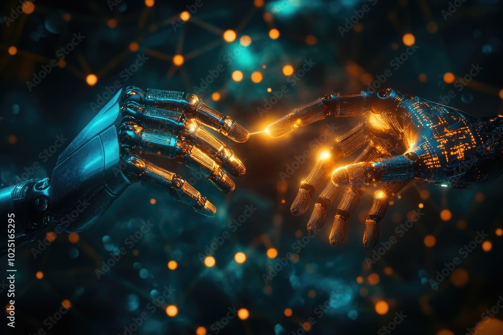 Poster Close-up of two hands touching, symbolizing connection and unity