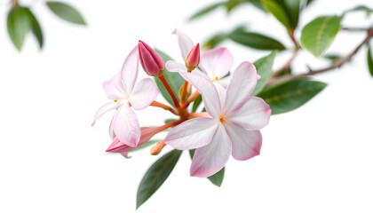 Fototapeta premium Nerium, oleander or rosebay with pink bud, flowers isolated on white background isolated with white highlights, png
