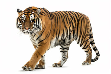 Obraz premium A tiger is walking on a white background
