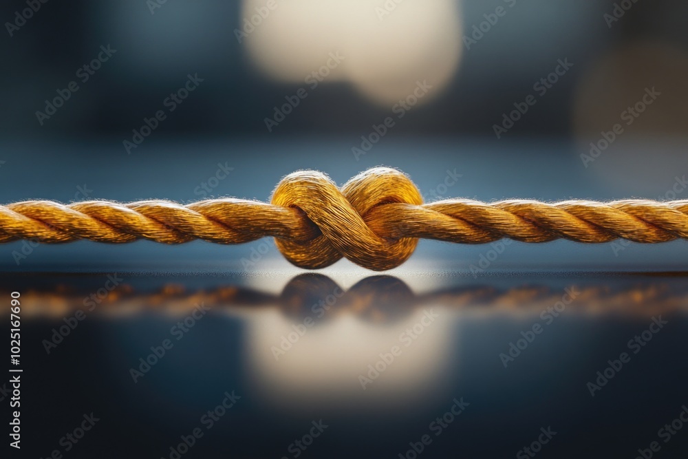 Poster a close-up view of a rope with a knot, ideal for use in illustrations or designs where detail matter
