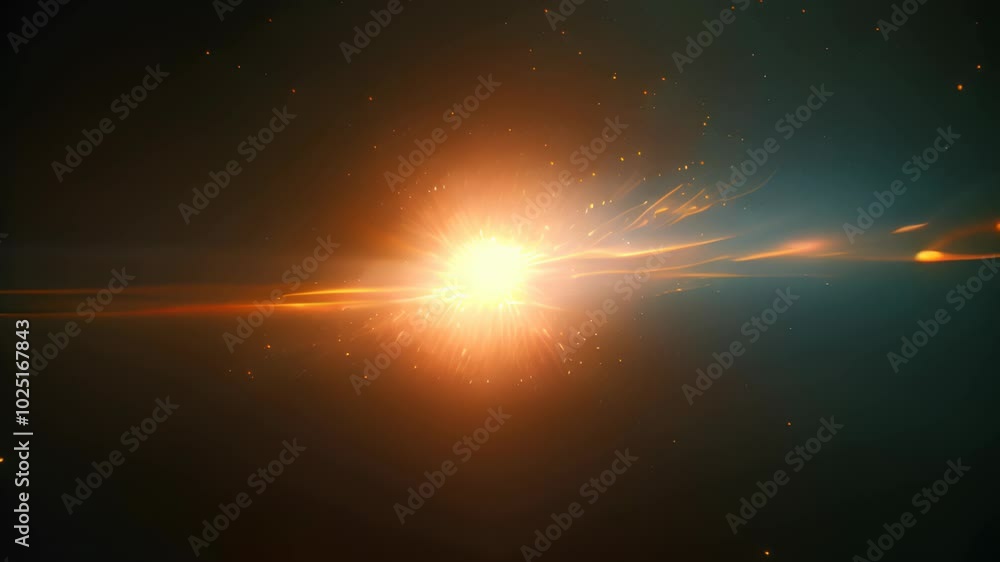 Poster light flare in the dark space. abstract background with shiny lens glare effect