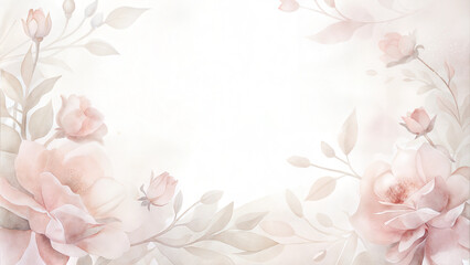 Soft floral watercolor frame with gentle blooms and pastel tones, artistic style, copy space