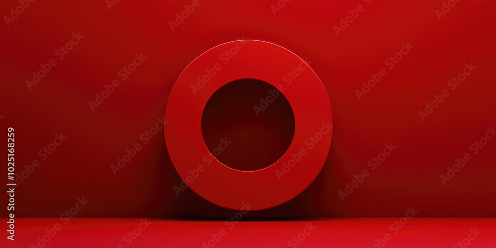 Poster a simple red wall with the number zero painted on it