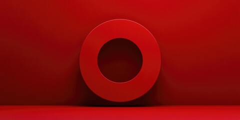 A simple red wall with the number zero painted on it