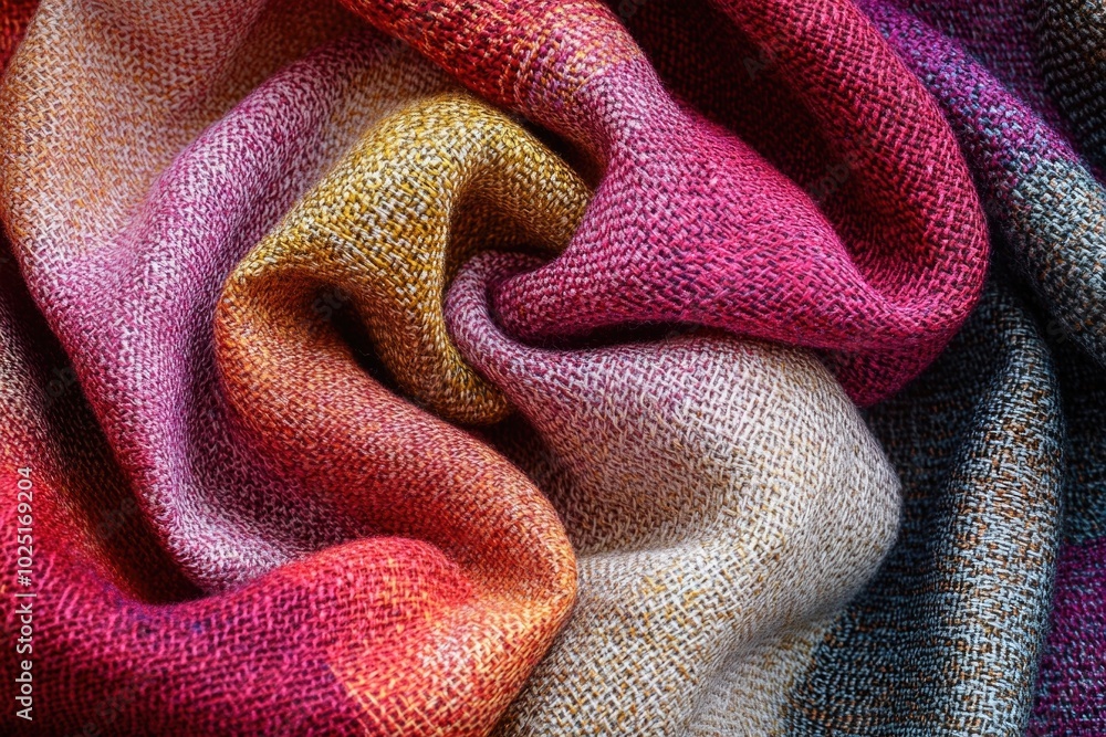 Poster A vibrant scarf with colorful patterns and textures in a close-up shot