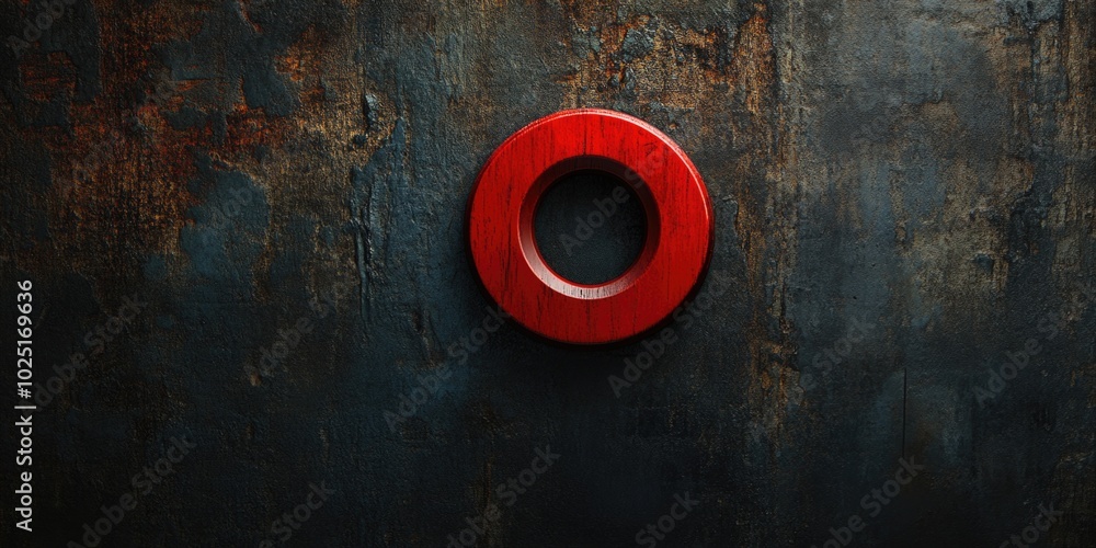 Aufkleber a close-up shot of a red ring on a metallic surface, suitable for use in industrial or technical con