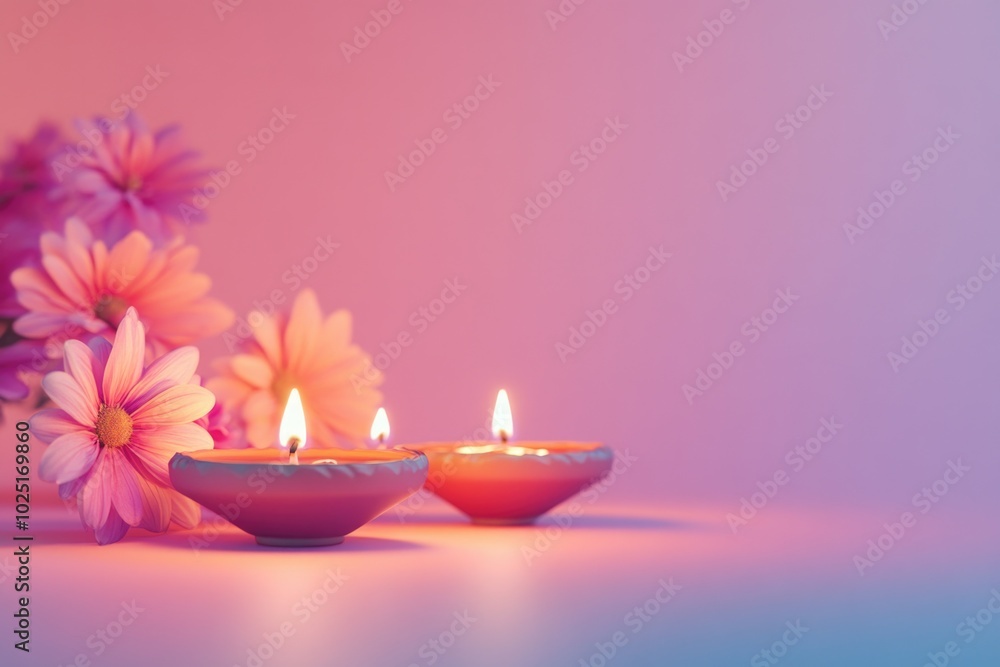 Poster A pair of candles on a table with a simple and elegant design