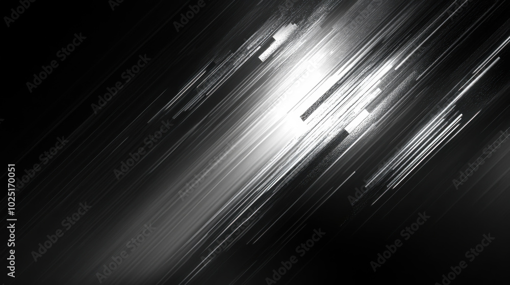 Poster abstract blue light streaks create a dynamic background with subtle star-like elements, conveying a 